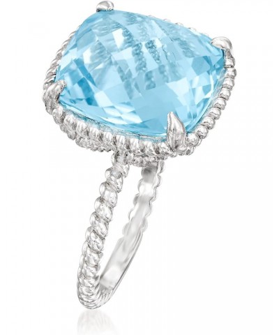 13.00 Carat Sky Blue Topaz Roped Ring in Sterling Silver. Size 6 $69.30 Rings