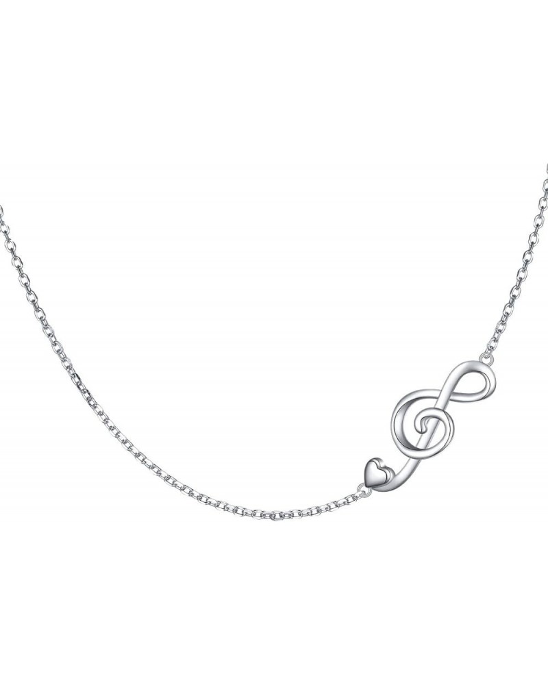 S925 Sterling Silver Jewelry Sideways Choker Necklace 14 inches to 18 inches Musical Note $14.52 Necklaces