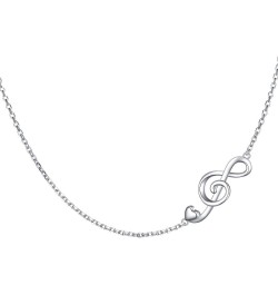 S925 Sterling Silver Jewelry Sideways Choker Necklace 14 inches to 18 inches Musical Note $14.52 Necklaces