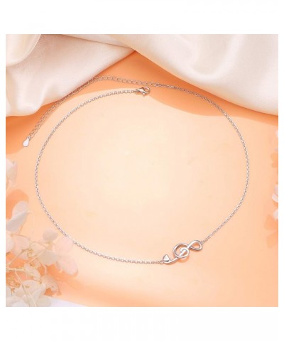 S925 Sterling Silver Jewelry Sideways Choker Necklace 14 inches to 18 inches Musical Note $14.52 Necklaces