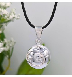 Zodiac Astrology Sun Sign Chime Ball Necklace, Angel Caller Harmony Ball, Astrology Glyph Stylized CANCER 20" Black Cord with...