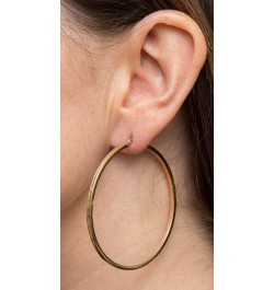 14k Gold Square-Tubed Hoop Earrings (2mm Thick) 55mm - Yellow Gold $159.73 Earrings