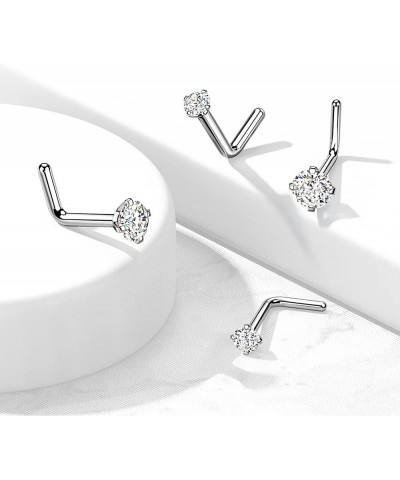 18-20GA G23 Implant Grade Titanium Prong Set CZ Crystal L-Bend Nose Stud 18GA (1mm) $8.12 Body Jewelry