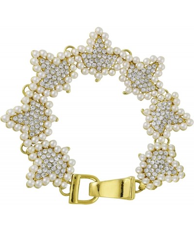 Sparkling Faux Pearl and Rhinestone Ivy Link Bracelet with Magnetic Clasp, 7.5 inches Gold Tone $12.37 Bracelets