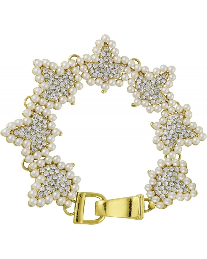 Sparkling Faux Pearl and Rhinestone Ivy Link Bracelet with Magnetic Clasp, 7.5 inches Gold Tone $12.37 Bracelets