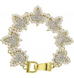 Sparkling Faux Pearl and Rhinestone Ivy Link Bracelet with Magnetic Clasp, 7.5 inches Gold Tone $12.37 Bracelets