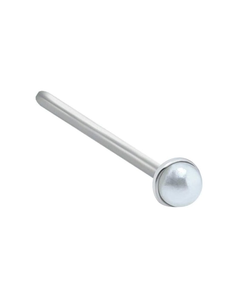 925 Sterling Silver Nose Ring Faux 1.5mm or 2mm Pearl 22G 1.5mm Pearl-Bone $9.51 Body Jewelry