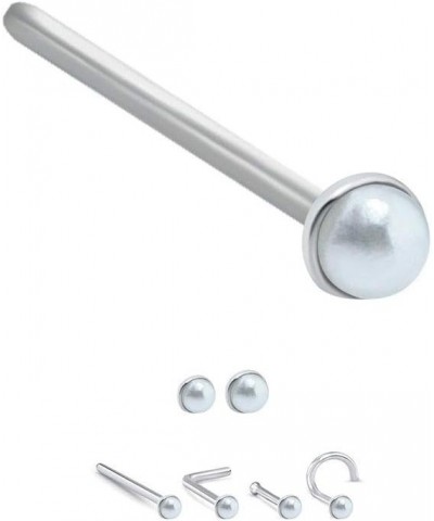 925 Sterling Silver Nose Ring Faux 1.5mm or 2mm Pearl 22G 1.5mm Pearl-Bone $9.51 Body Jewelry