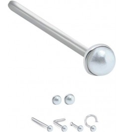 925 Sterling Silver Nose Ring Faux 1.5mm or 2mm Pearl 22G 1.5mm Pearl-Bone $9.51 Body Jewelry