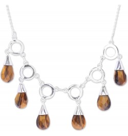 Handmade Tigers Eye Waterfall Necklace Linked from India .925 Sterling Silver Pendant Gemstone 'Delightful Dance' $51.29 Neck...