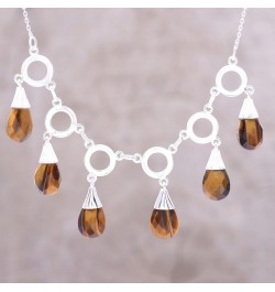 Handmade Tigers Eye Waterfall Necklace Linked from India .925 Sterling Silver Pendant Gemstone 'Delightful Dance' $51.29 Neck...