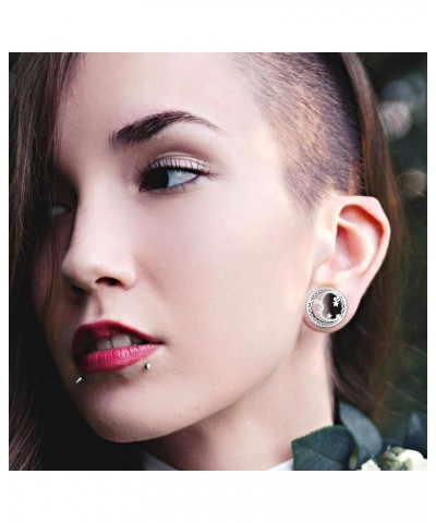 2Pcs Ear Gauges for Women Hollow Sun Moon Asymmetrical Plugs Single Flared Saddle Stretching Gauge Tunnels Expanders Stainles...