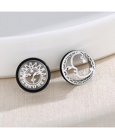 2Pcs Ear Gauges for Women Hollow Sun Moon Asymmetrical Plugs Single Flared Saddle Stretching Gauge Tunnels Expanders Stainles...