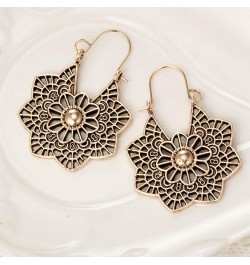 2022 Women Boho Lotus Earrings Jewelry Sterling Silver Hoop Earrings Ethnic Drop Earrings Enamel Vintage Earrings for Birthda...