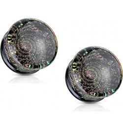 Multicolor Aurora Borealis Sparkle Swirl Galaxy Double Flared Glass Plugs, Sold as a Pair 10mm (00GA) $10.96 Body Jewelry