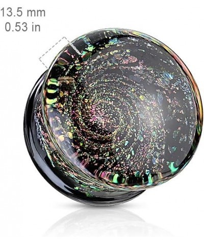 Multicolor Aurora Borealis Sparkle Swirl Galaxy Double Flared Glass Plugs, Sold as a Pair 10mm (00GA) $10.96 Body Jewelry