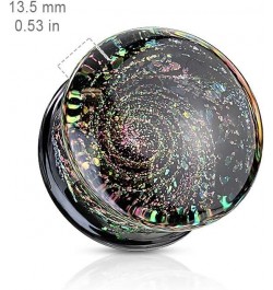 Multicolor Aurora Borealis Sparkle Swirl Galaxy Double Flared Glass Plugs, Sold as a Pair 10mm (00GA) $10.96 Body Jewelry