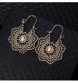 2022 Women Boho Lotus Earrings Jewelry Sterling Silver Hoop Earrings Ethnic Drop Earrings Enamel Vintage Earrings for Birthda...