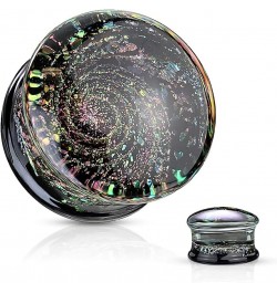 Multicolor Aurora Borealis Sparkle Swirl Galaxy Double Flared Glass Plugs, Sold as a Pair 10mm (00GA) $10.96 Body Jewelry