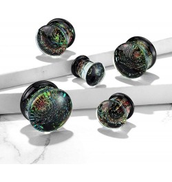 Multicolor Aurora Borealis Sparkle Swirl Galaxy Double Flared Glass Plugs, Sold as a Pair 10mm (00GA) $10.96 Body Jewelry