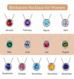 925 Sterling Silver Birthstone Necklace Love Gifts for Women, Birthstone Jewelry Natural or Created Gemstone Mothers Day Vale...