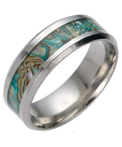 Titanium Colorful Natural Abalone Shell Inlay Stainless Steel Ring for Women Men Mother of Pearl Sea Rippled Wedding Promise ...