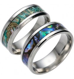 Titanium Colorful Natural Abalone Shell Inlay Stainless Steel Ring for Women Men Mother of Pearl Sea Rippled Wedding Promise ...