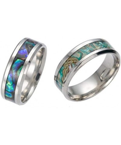 Titanium Colorful Natural Abalone Shell Inlay Stainless Steel Ring for Women Men Mother of Pearl Sea Rippled Wedding Promise ...