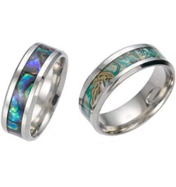 Titanium Colorful Natural Abalone Shell Inlay Stainless Steel Ring for Women Men Mother of Pearl Sea Rippled Wedding Promise ...