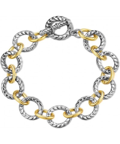 Link Bracelet for Women 2 tone Circles Chain Silver and Gold Wire Cable Bangle Designer Inspired Bracelets Gold & Silver 2 $9...