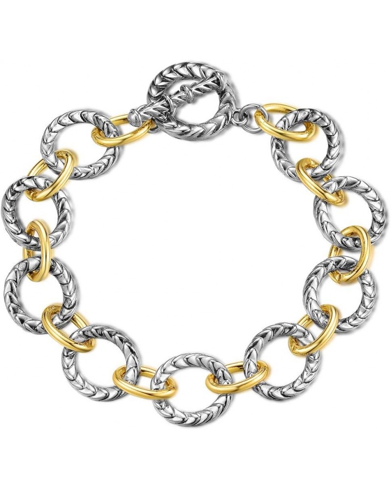 Link Bracelet for Women 2 tone Circles Chain Silver and Gold Wire Cable Bangle Designer Inspired Bracelets Gold & Silver 2 $9...