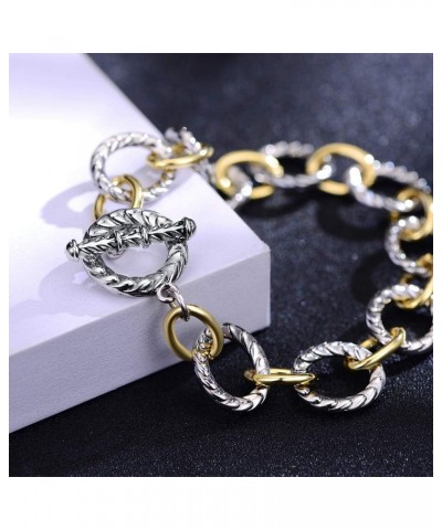 Link Bracelet for Women 2 tone Circles Chain Silver and Gold Wire Cable Bangle Designer Inspired Bracelets Gold & Silver 2 $9...