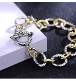 Link Bracelet for Women 2 tone Circles Chain Silver and Gold Wire Cable Bangle Designer Inspired Bracelets Gold & Silver 2 $9...