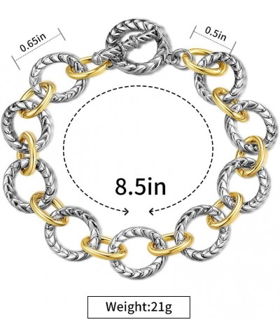 Link Bracelet for Women 2 tone Circles Chain Silver and Gold Wire Cable Bangle Designer Inspired Bracelets Gold & Silver 2 $9...