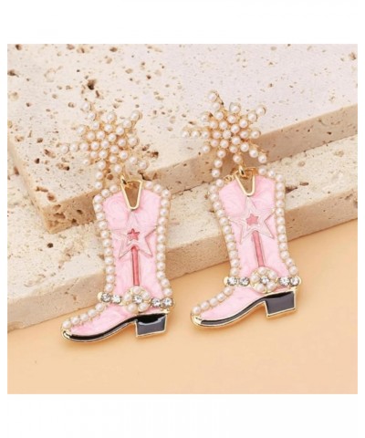 Rhinestone Cowgirl Boot Earrings Beaded Cowboy Boot Earrings Western Country Y2K Dangle Earrings Cute Dangling Earrings Jewel...