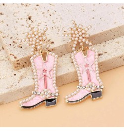 Rhinestone Cowgirl Boot Earrings Beaded Cowboy Boot Earrings Western Country Y2K Dangle Earrings Cute Dangling Earrings Jewel...