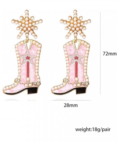 Rhinestone Cowgirl Boot Earrings Beaded Cowboy Boot Earrings Western Country Y2K Dangle Earrings Cute Dangling Earrings Jewel...