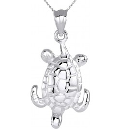 10k Gold Lucky Honu Sea Turtle Tortoise Longevity Charm Pendant necklace 16.0 Inches White Gold $113.39 Necklaces