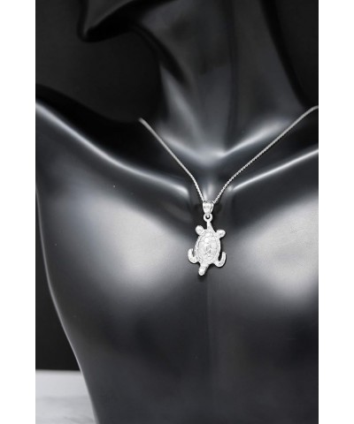 10k Gold Lucky Honu Sea Turtle Tortoise Longevity Charm Pendant necklace 16.0 Inches White Gold $113.39 Necklaces