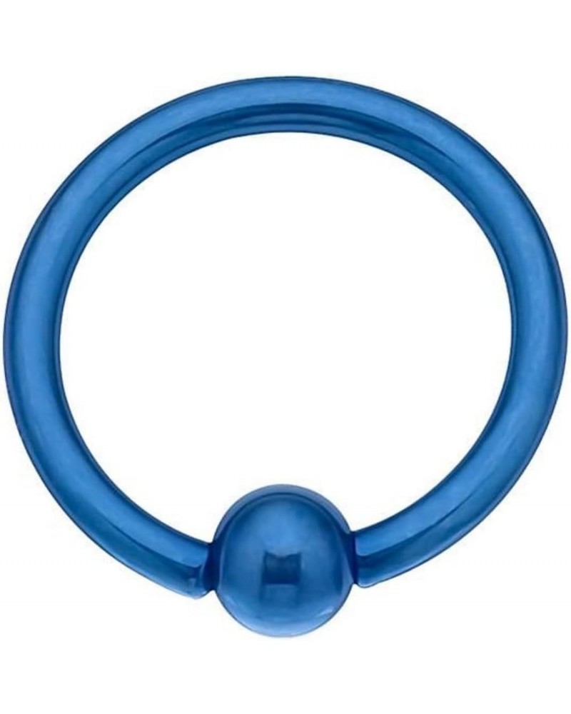 16G | 14G Colored Tension Captive Titanium IP Over 316L Surgical Implant Grade Steel Bead Ring 16GA | Blue | 10mm | 4mm Ball ...