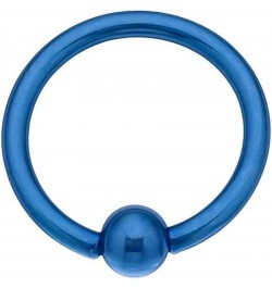 16G | 14G Colored Tension Captive Titanium IP Over 316L Surgical Implant Grade Steel Bead Ring 16GA | Blue | 10mm | 4mm Ball ...