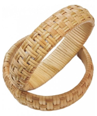 Dainty Rattan Geometric Bracelets Handmade Woven Lightweight Straw Wicker Braid Ethnic Round Statement Chunky Bangle for Wome...