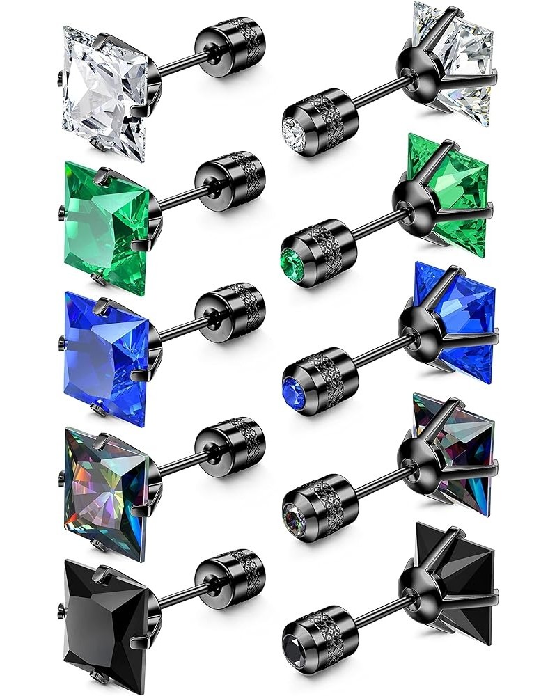 5 Pairs ???????? ????? ???? ???????? ????????? ????? ???? ???????? ??? ????? ???, Rainbow 5A Cubic Zirconia Sleep ???????????...