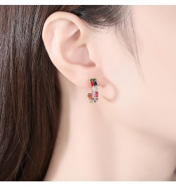 Fashion Earrings for Women, Women Earing Copper Post with Friction Back Hoop Earrings Moon Shape Design with Cubic Zirconia R...