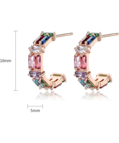 Fashion Earrings for Women, Women Earing Copper Post with Friction Back Hoop Earrings Moon Shape Design with Cubic Zirconia R...