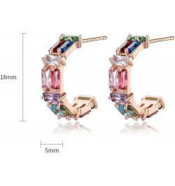 Fashion Earrings for Women, Women Earing Copper Post with Friction Back Hoop Earrings Moon Shape Design with Cubic Zirconia R...