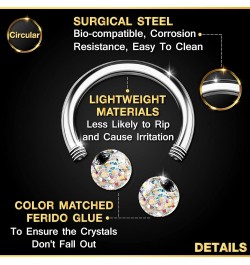 2PCS Surgical Steel Horseshoe Earrings 16 gauge 5/16 8mm 3mm Crystal Ball Lobe Earrings Septum Piercing Jewelry Choose Colors...