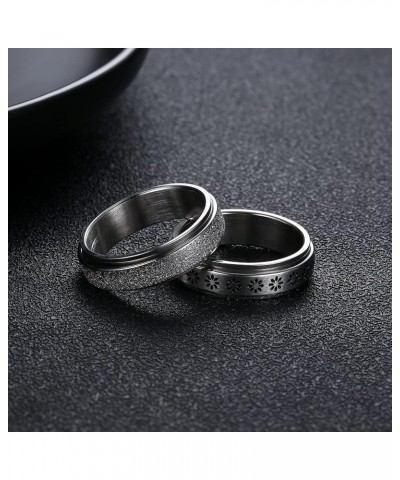 4/6/8/9 Pcs Fidget Anxiety Ring for Women Men Stainless Steel Spinner Ring for Anxiety Bead Flower Sun Moon Star Stress Relie...