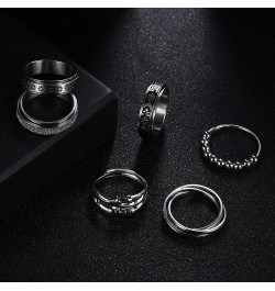 4/6/8/9 Pcs Fidget Anxiety Ring for Women Men Stainless Steel Spinner Ring for Anxiety Bead Flower Sun Moon Star Stress Relie...