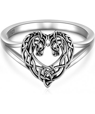 Horse Ring Sterling Silver Celtic Horse Rings for Women Couples Celtic Knot Cowgirl Equestrian Horses Jewelry Horsey Gifts $1...